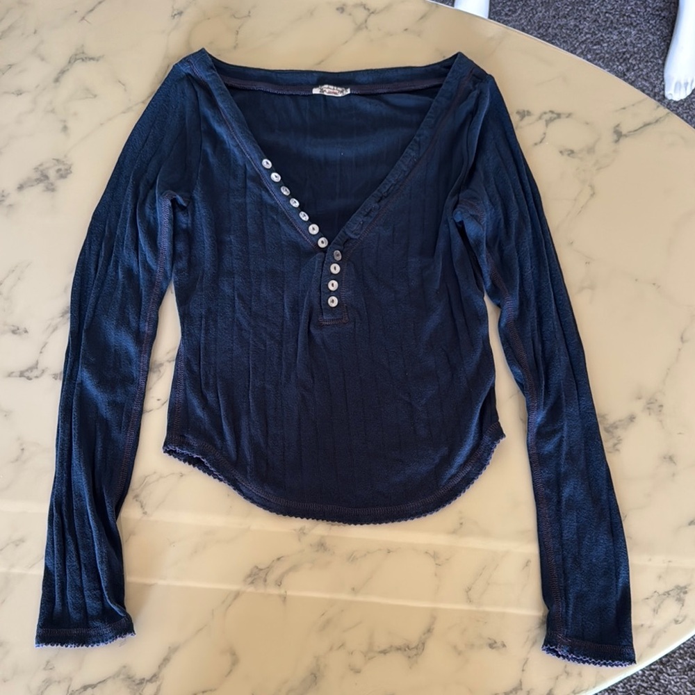 Free People Deep Blue Long Sleeve
